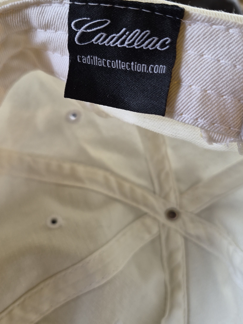 Cadillac Rhinestone Script Baseball Cap - Cream - Picture 6 of 7